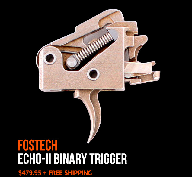 rwarmsltd's tweet photo. The @Fostech_arms Echo AR-II AR-15 Binary Drop-In #Trigger is an advanced #safety trigger featuring three different fire settings: Safe Mode, Semi-Automatic Mode, and Echo Mode. Learn more about this trigger today ➡️  https://t.co/4OuHoR9RJG | #RWArms #FostechArms #Rifle https://t.co/0TSjI1KCse