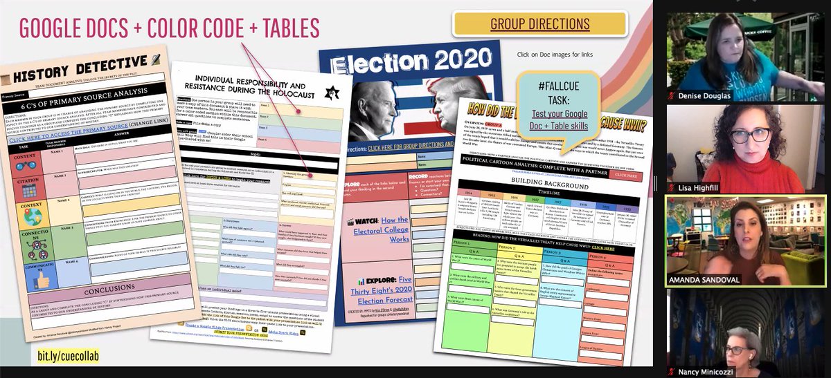 lhighfill's tweet photo. Just started learning about 'fostering collaboration' with @historysandoval and already have so many ideas...super inspired by you Amanda...lots of clever going on here! #FallCUE2020 #FallCUE https://t.co/jTWaKBMlVg