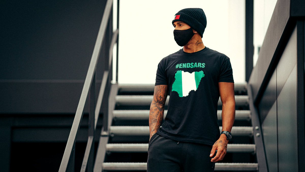 james_elendu's tweet image. Salute to the 6 times Formula 1 Championship champ, 
@LewisHamilton, for lending his voice to the #ENDSARS

Nigerians Retweet Aggressively we shouldn&apos;t be relaxing yet! Raised fist

#basedonwhat #CACOVID