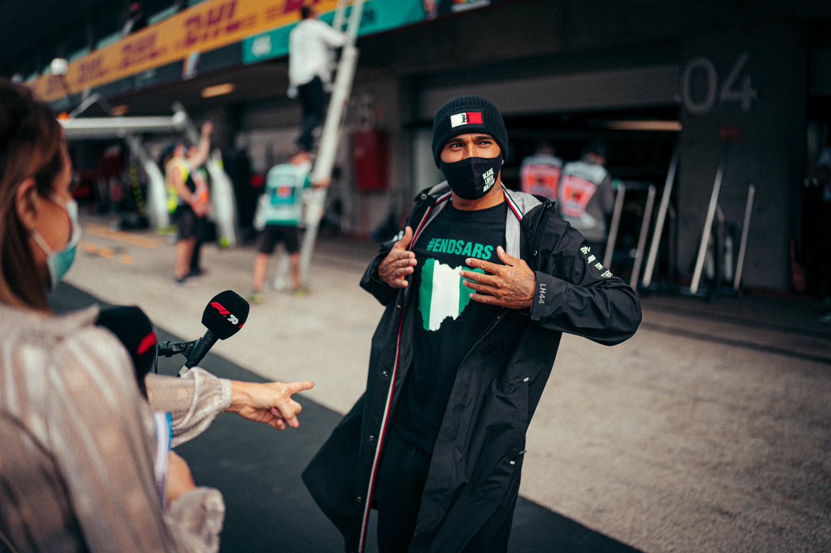 james_elendu's tweet image. Salute to the 6 times Formula 1 Championship champ, 
@LewisHamilton, for lending his voice to the #ENDSARS

Nigerians Retweet Aggressively we shouldn&apos;t be relaxing yet! Raised fist

#basedonwhat #CACOVID