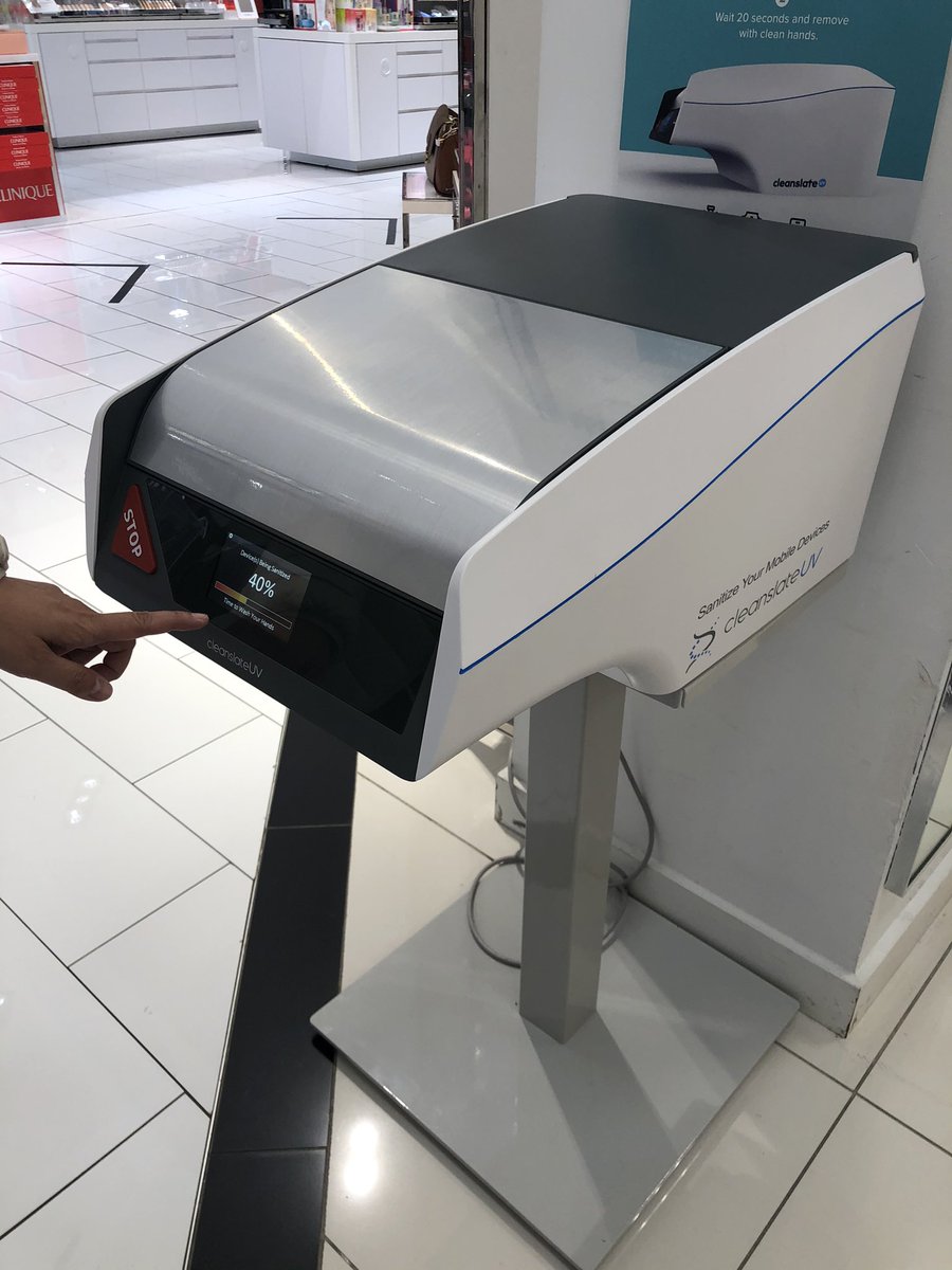 It was cool to see @cleanslateuv in action at @hudsonsbay. My mom loved the reminder to wash her hands while her phone was being sanitized! Another proud @queensualumni moment @tailormann