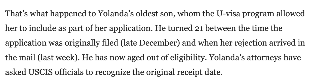 Applicants who get rejected b/c of irrelevant blanks can try resubmitting their applications (and many do, as noted above). But in the mean time, they get pushed further back in the already years-long U-visa queue. And their kids can age out of eligibility  https://www.washingtonpost.com/opinions/the-trump-administrations-kafkaesque-new-way-to-thwart-visa-applications/2020/02/13/190a3862-4ea3-11ea-bf44-f5043eb3918a_story.html