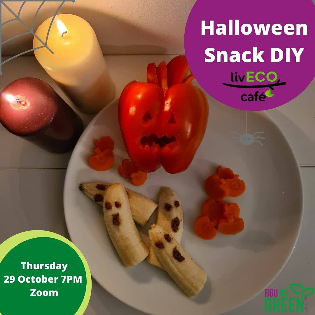 Trick or treat!👻🎃
This year's first LivEco cook along session will be on Thursday!🌱

You only need:
a banana and chocolate (for melting),
a carrot,
2 bell peppers

🦇 fb.me/e/3vyOIEewa

#reduce #reuse #recycle #ditchplastic #wastefree #zerowaste #halloween #halloweenfood