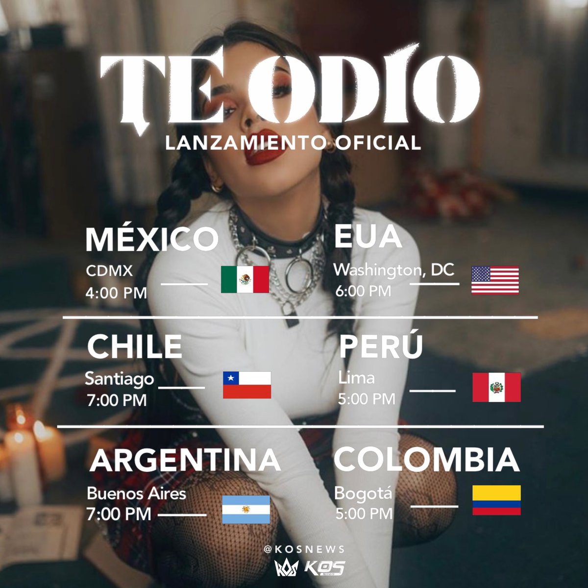 kosnews__'s tweet photo. “Te Odio” - Lanzamiento Oficial 🕯🎶
Mañana / 26.OCT.2020 https://t.co/jPvdglMwUj