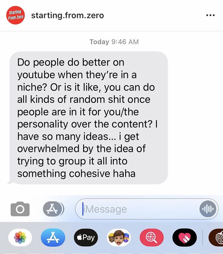 startingfrom_0's tweet image. Niche down for exposure, build a brand around your personality #youtube #youtuber #startingfromzero