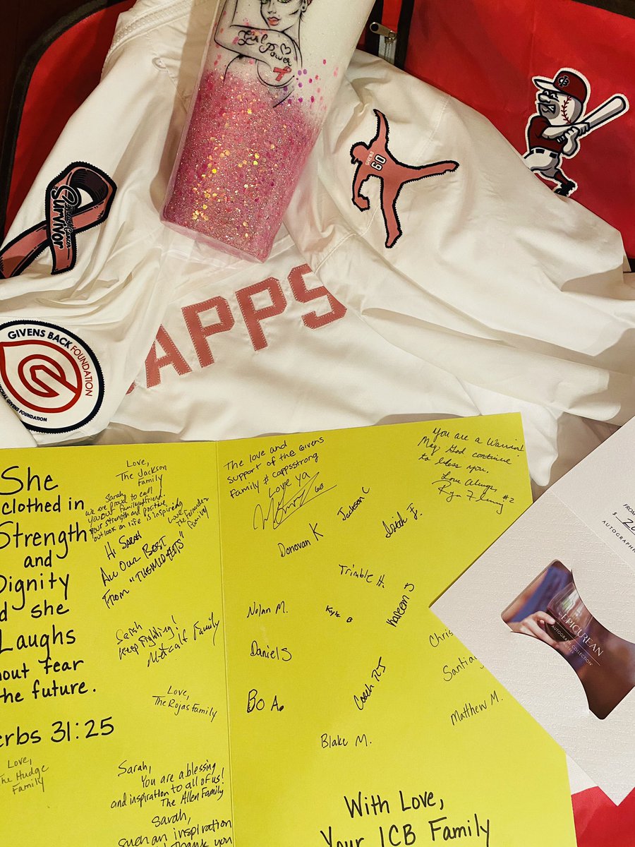 sjacobsencapps's tweet photo. Today my son’s baseball team surprised me with love and gifts (coolest jacket ever!) in honor of Breast Cancer Awareness Month. Thank you @MychalGivens for knowing that it’s about more than baseball and for your support for my son and my family. #ICB #GivensBackFoundation https://t.co/IdgZhx9PYJ