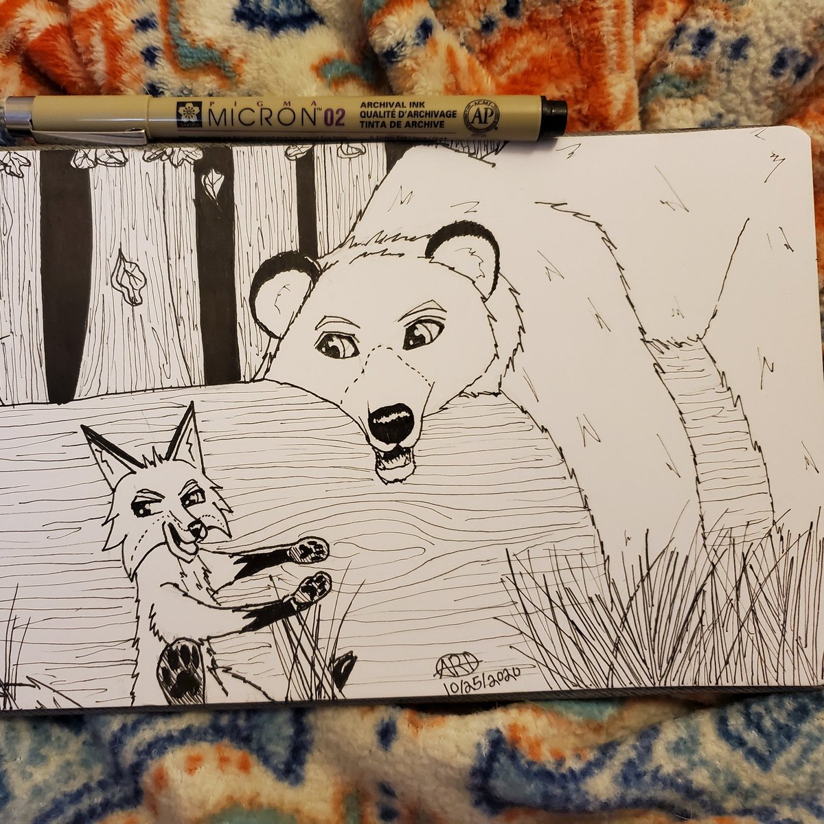 sk8austin88's tweet photo. Inktober day 25!
#inktober #inktober2020 #buddy #anime #manga #mangadrawing #comic #foxes #foxdrawing #grizzly #bear #beardrawing #fall https://t.co/aPFDUsUIW8