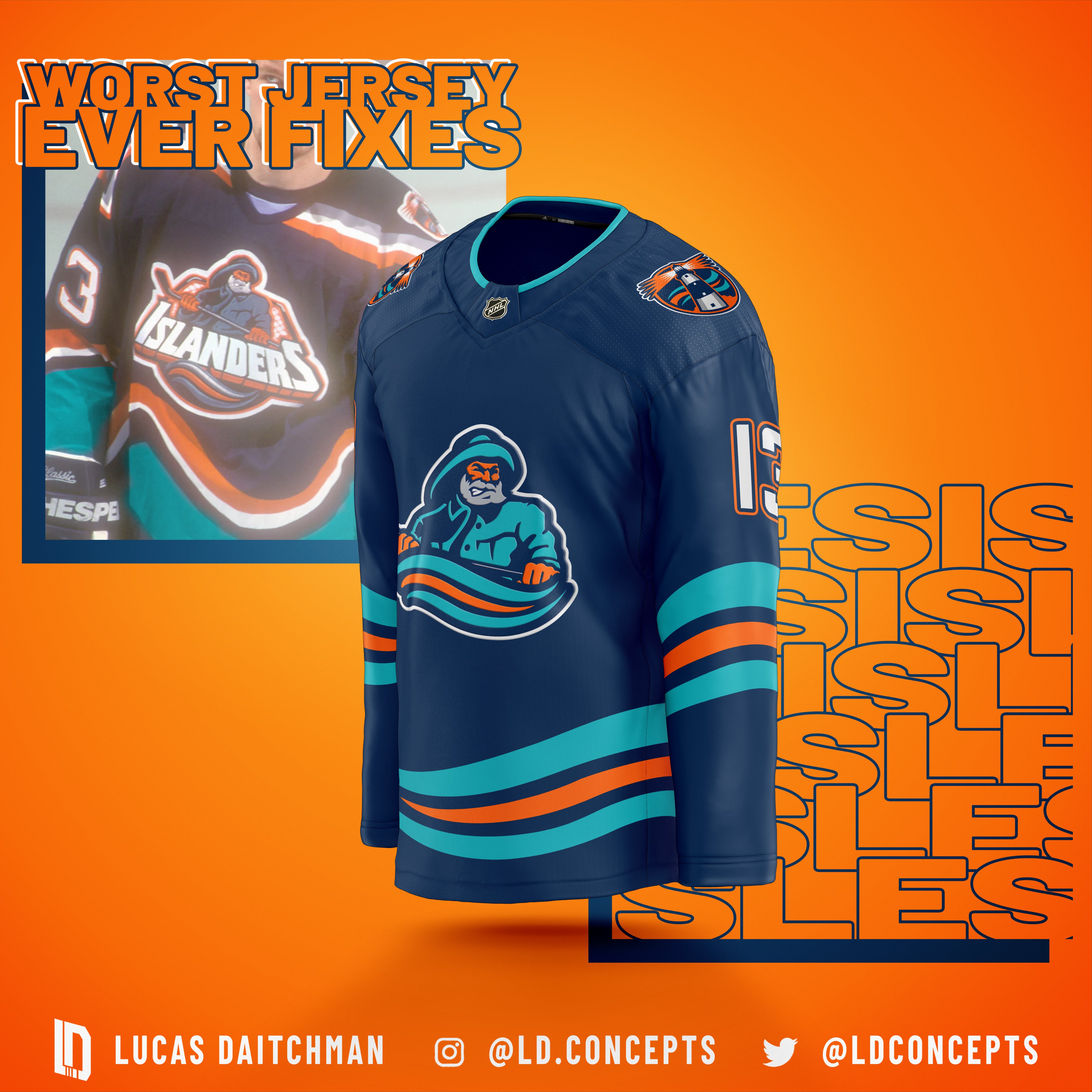 Lucas Daitchman on Twitter: Here's my fix for the #Isles fisherman jersey,  where everything is toned down a notch.  / X