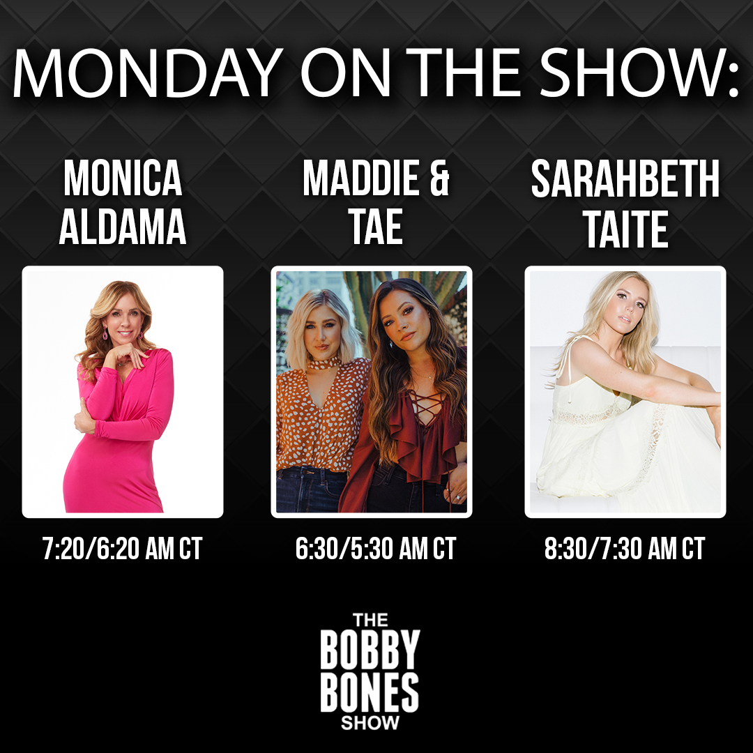 bobbybonesshow's tweet photo. The show is stacked tomorrow with some incredible women! @MaddieandTae, @monicaaldama, &amp; @SarahbethTaite! 🤩 https://t.co/ZyZ80UYtFZ
