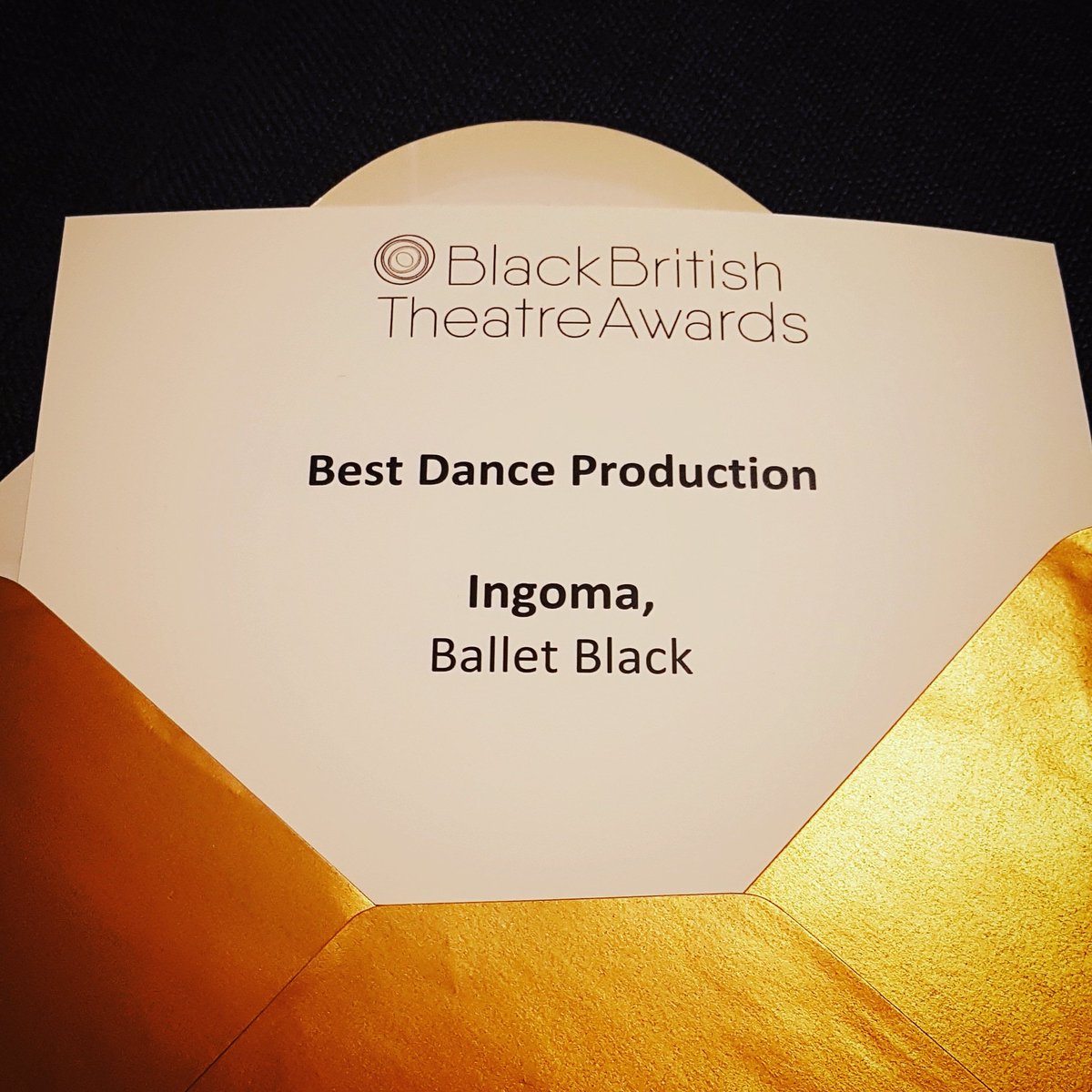 BalletBlack's tweet photo. And it's a double celebration! Thank you to the @theBBTAs for our Best Dance Production Award, also for I N G O M A 🦋 ! 🔥🔥🔥

#bbta2020 #BalletBlack https://t.co/U5YdegnQJR