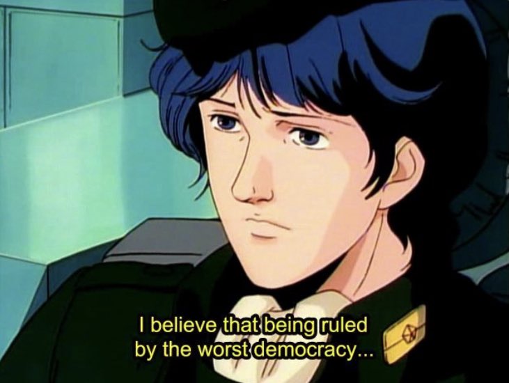 Which is why he continues to fight against Kaiser Reinhard after the New Galactic Empire is born, because although life was significantly better for humanity now that the war is over, he could not let democracy die, and the next Kaiser could easily be another tyrant like Rudolf.