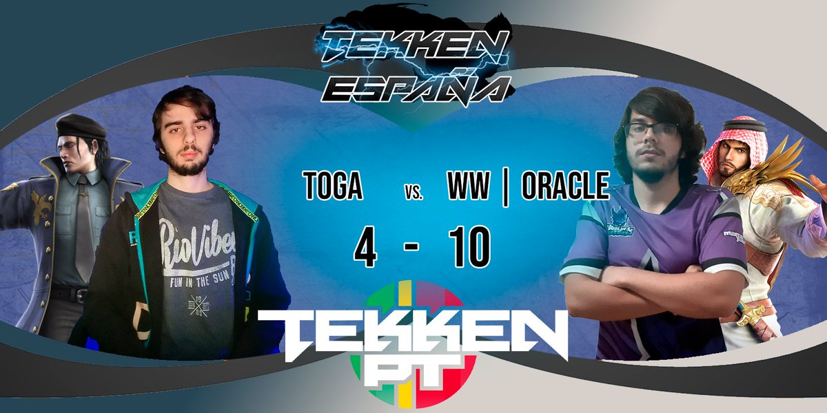 TEKKEN España (@tekkenesp) on Twitter photo Congrats to <a href="/Oracle_Javier/">DM | Oracle_99</a> with that great 10-4 against <a href="/Toga7_/">Toga</a>
Also thanks to Toga for that beautiful gameplay with Dragunov.
Thanks to the best casters <a href="/FreeChiefJ/">ChiefJ</a> & <a href="/TClash79/">TonyClashden</a> too!
See you next week!!! Congrats to <a href="/Oracle_Javier/">DM | Oracle_99</a> with that great 10-4 against <a href="/Toga7_/">Toga</a>
Also thanks to Toga for that beautiful gameplay with Dragunov.
Thanks to the best casters <a href="/FreeChiefJ/">ChiefJ</a> & <a href="/TClash79/">TonyClashden</a> too!
See you next week!!!