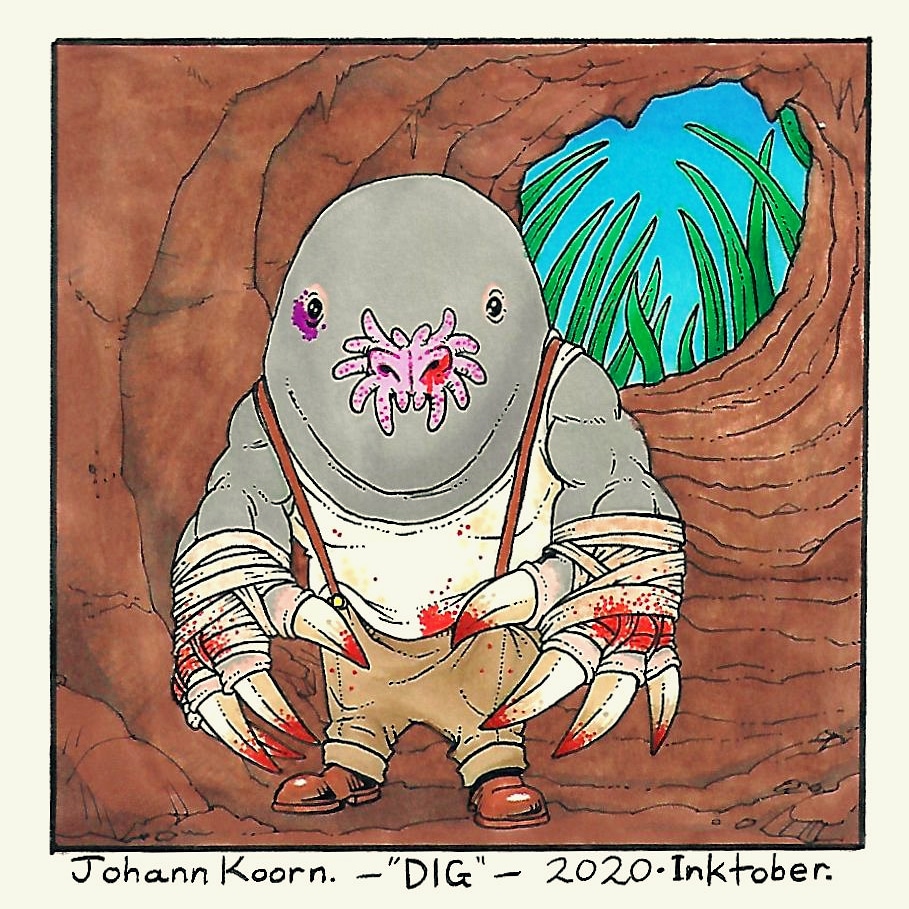 Colonel_Koorn's tweet photo. Inktober 2020, Day 24 (belated): Dig.
Mr. Mole joined an underground boxing league .
#Inktober2020 #inktober #dig #goretober #bruisemebeatme #undergroundboxing #bareknuckleboxing #mole #tunnel #sketch #art #drawing #doodle #boxing https://t.co/HOYNkPNLuz