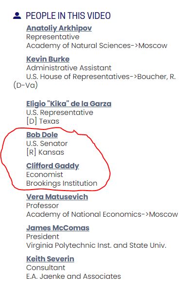 5\\Gaddy is obviously very intelligent, but he would not have been allowed back into respectable academic and political circles without his association with The Brookings Institution.