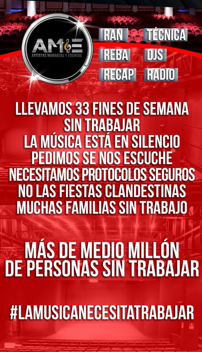 SMuletas's tweet photo. ✨URGENTE✨
*Necesitamos un protocolo 
*Necesitamos trabajar
#LAMUSICANECESITATRABAJAR 
  LAMUSICANESECITATRABAJAR
@radiomitre @LosAngeles_ok @canal26noticias @canal9oficial  @CronicaHD @TV_Publica @telefenoticias @noticiAmerica @Intrusos @Intratables @Cadena3Com @CNNArgentina https://t.co/gTuJoJ7I2n