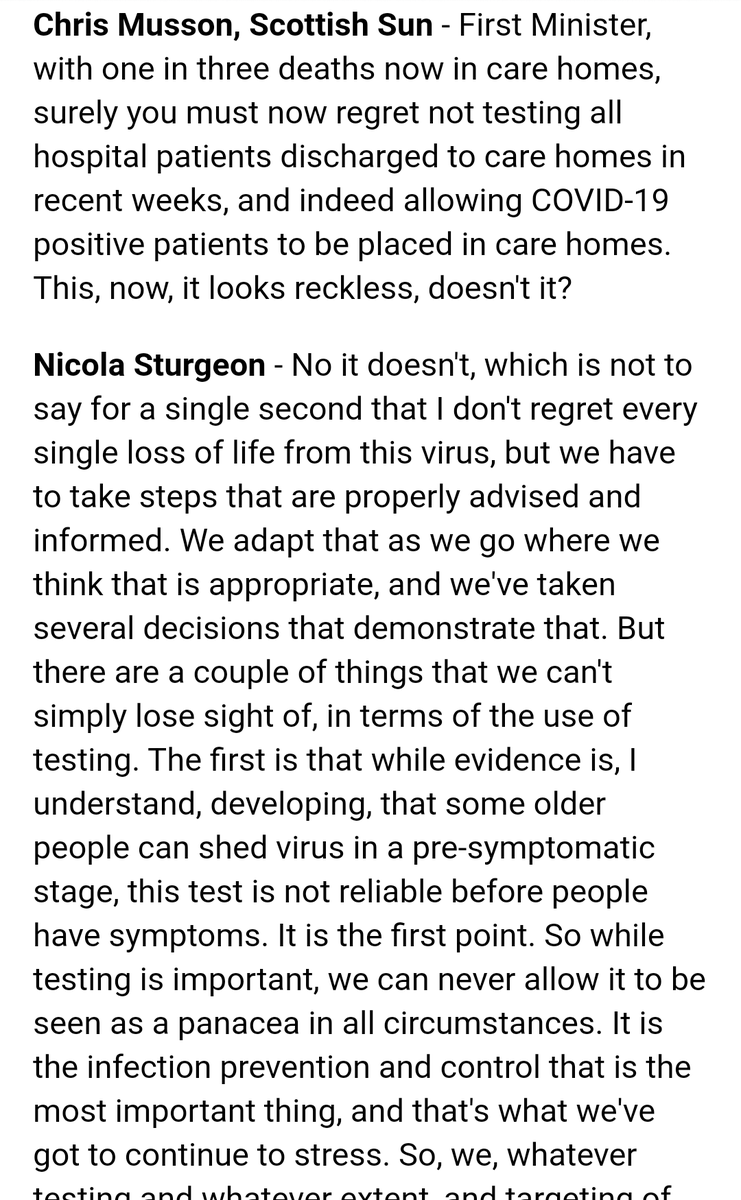 Seems odd given I told the First Minister on April 22 about positive Covid patients being knowingly dischaged to care homes, and it was in our paper the day after   https://twitter.com/Sunday_Post/status/1320341977544572928