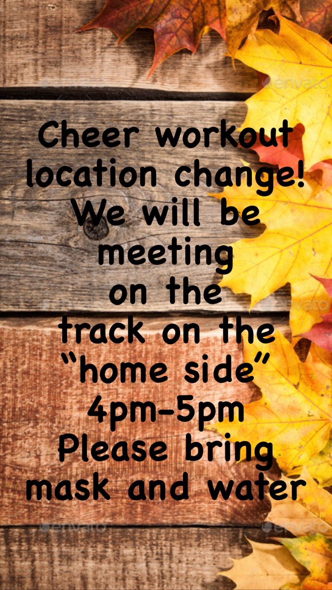 Thank you to all of the cheerleaders that have been coming to workouts! Your coaches are so proud of your hard work!
We are moving locations to give the team more room for stations, utilize the lines on the track, and also give our tumblers a better location to practice🍁