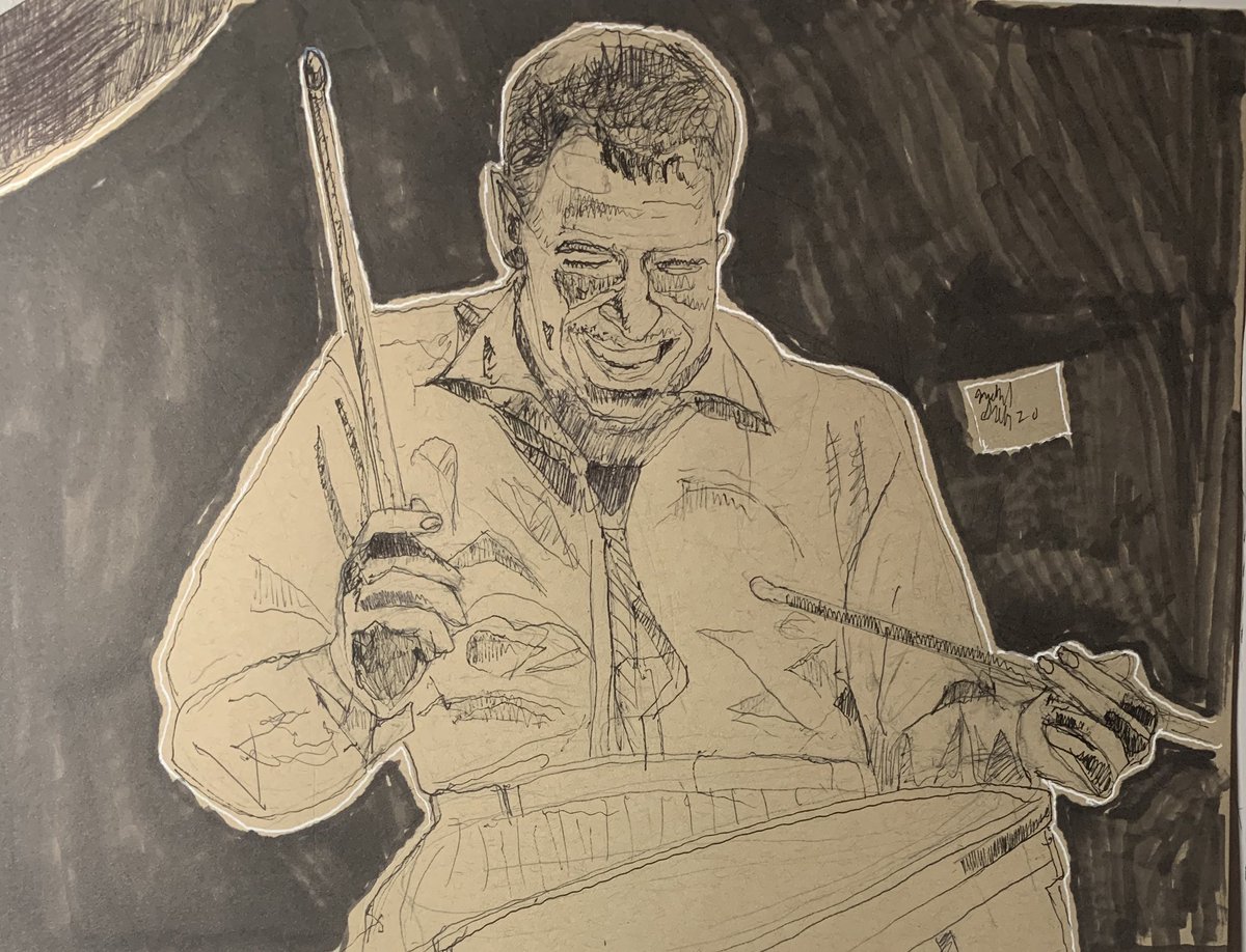 Well, #inktober2020day25 is in the books. The portfolio book, that is. Here is #buddyrich for the prompt #buddy. #drums #jazz #legend #music #traps #thedrumwonder #brooklyn