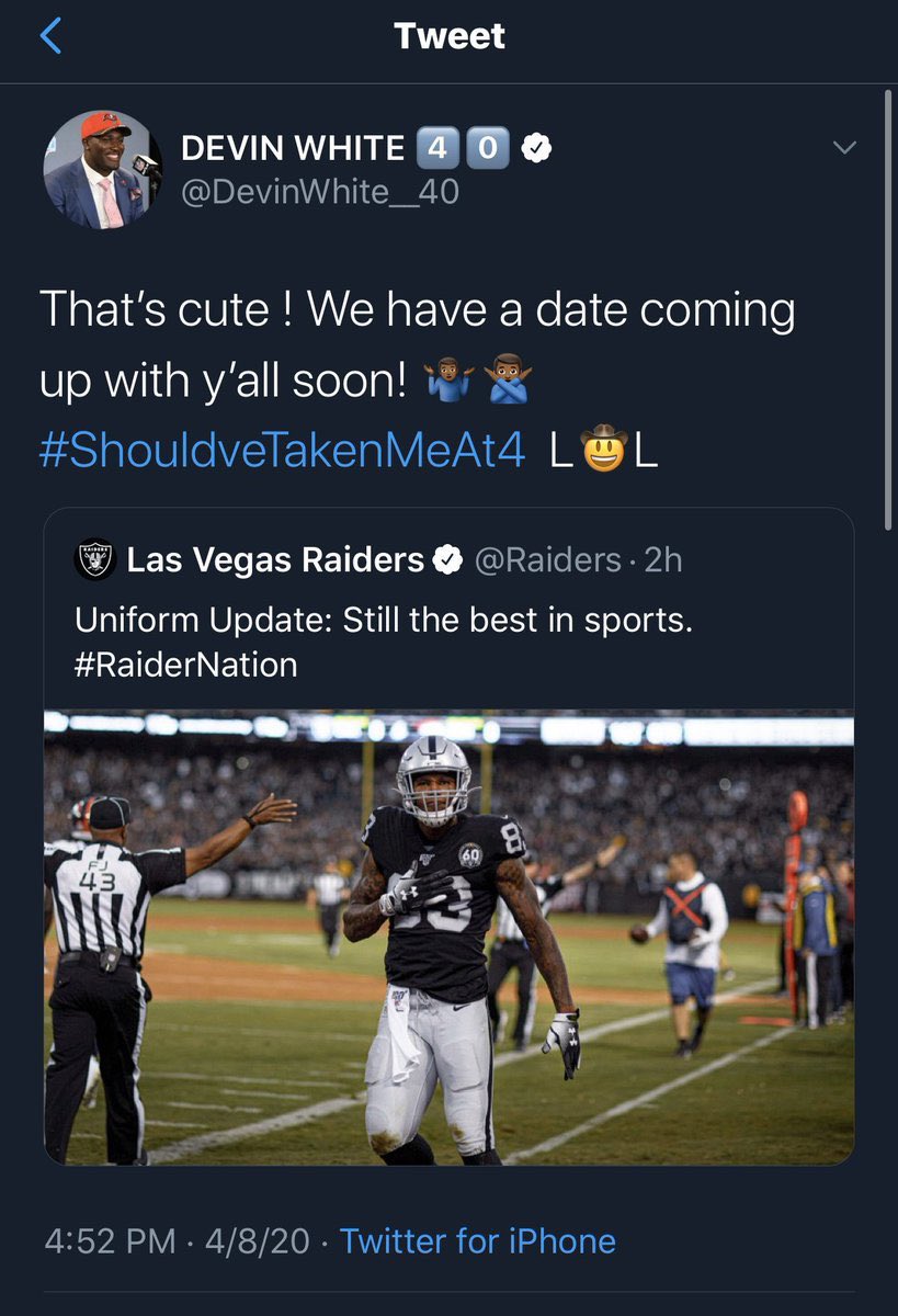 Devin White Raiders Tweet