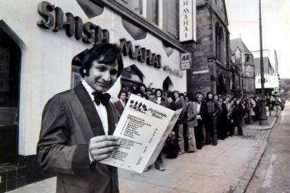 I has my first curry, aged about seven, in the old Shish, in Gibson Street.Here's 'Mr Ali' (Ali Ahmed Aslam) outside the place in1979, when, to mark the restaurant's 15th birthday, he rolled the prices back to 1964 levels.