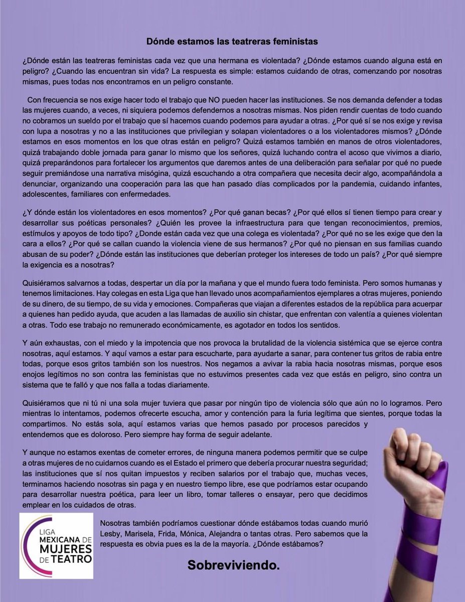 Siempre habrá una mujer que pueda tenderte la mano en los peores momentos. Aquí estamos hoy, somos muchas. Aquí estaremos mañana y cada vez más fuertes. #NoEstasSola #nosotrastecreemos #sevaacaer