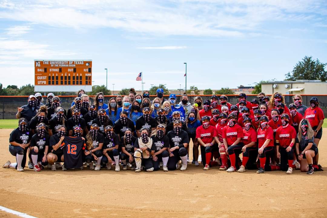 The local softball community came out to honor the late Jasmine Melendez before today's scrimmage.  Joining @UTPBSoftball was Howard College, Odessa College, and Midland College.