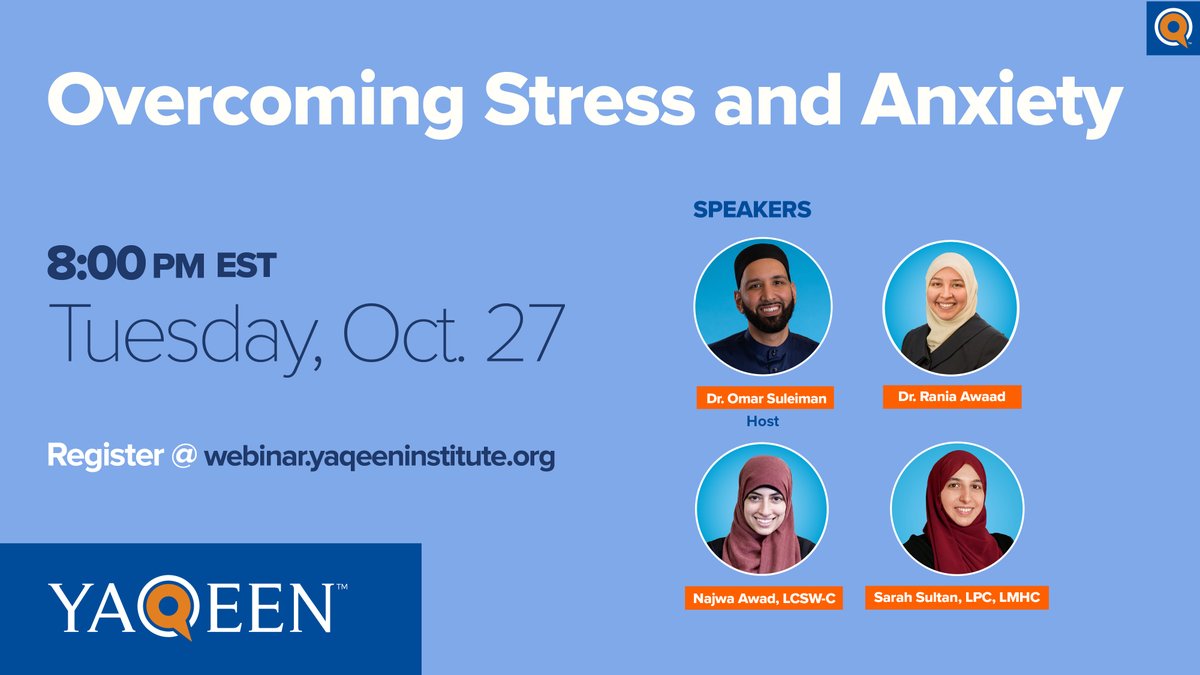 WEBINAR #1
@omarsuleiman504 @DrRaniaAwaad, Najwa Awad LCSW-C, and Sarah Sultan LPC, LMPH discuss the psychological impact of uncertainty, coping mechanisms to support through stress, and practical ways to overcome anxiety and build resilience.
👉 https://t.co/mY0IbmoAEo https://t.co/O9JJRS5fMs