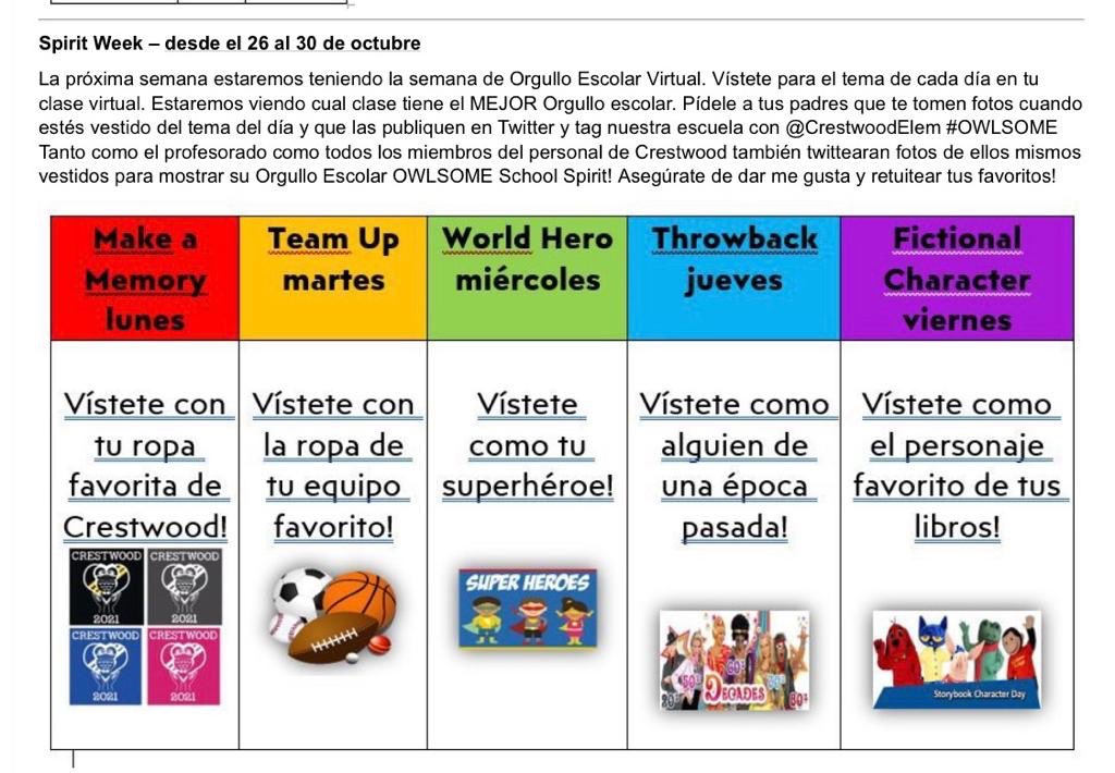 Join us for spirit week! <a href="/CrestwoodElem/">Crestwood Elementary School</a>