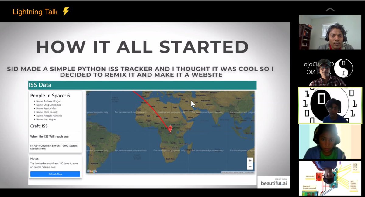 coderdojoapexnc's tweet image. 3/ April we launched the #LearningNinja challenge to encourage Ninja’s to commit their new found free time to creative computing adventures not YouTube. Introduced Lightning Talks by Ninjas, a 5-15 min talk on #STEM topic of their interest and #Kahoot Breaks were a hit.
