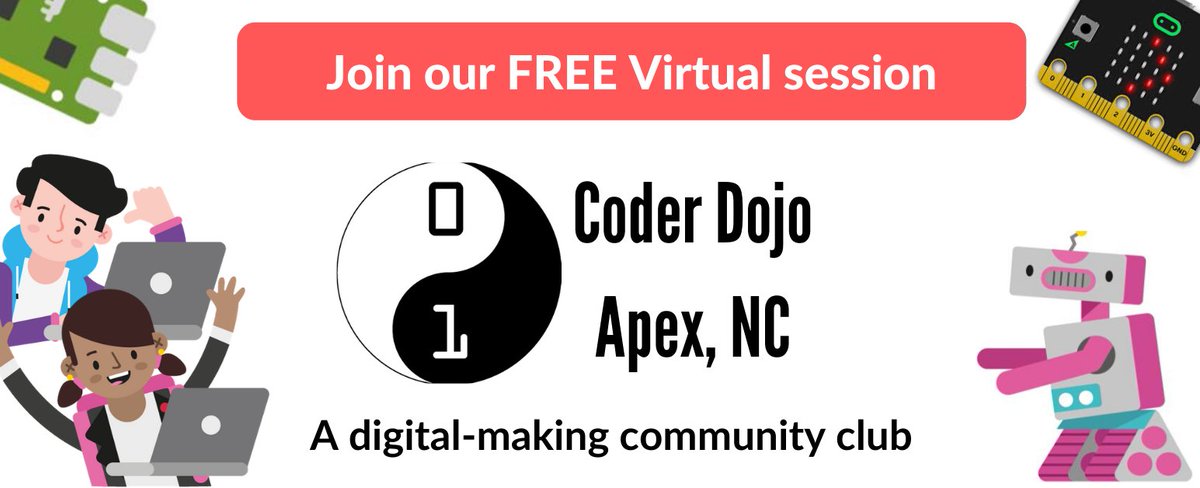 coderdojoapexnc's tweet image. Too Late ...? #TLDR  but  better late than never #BLTN to share about our unique year and transition to virtual with the #CoderDojo community.