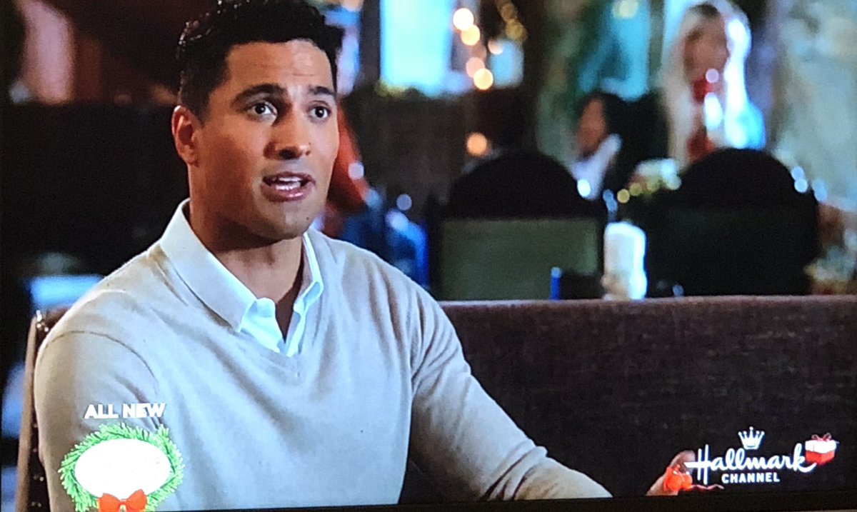 Cheers to the costume designer not neglecting the hot brother-in-law whose name we have yet to learn.  #SexyXmasSweaters  #ChateauChristmas