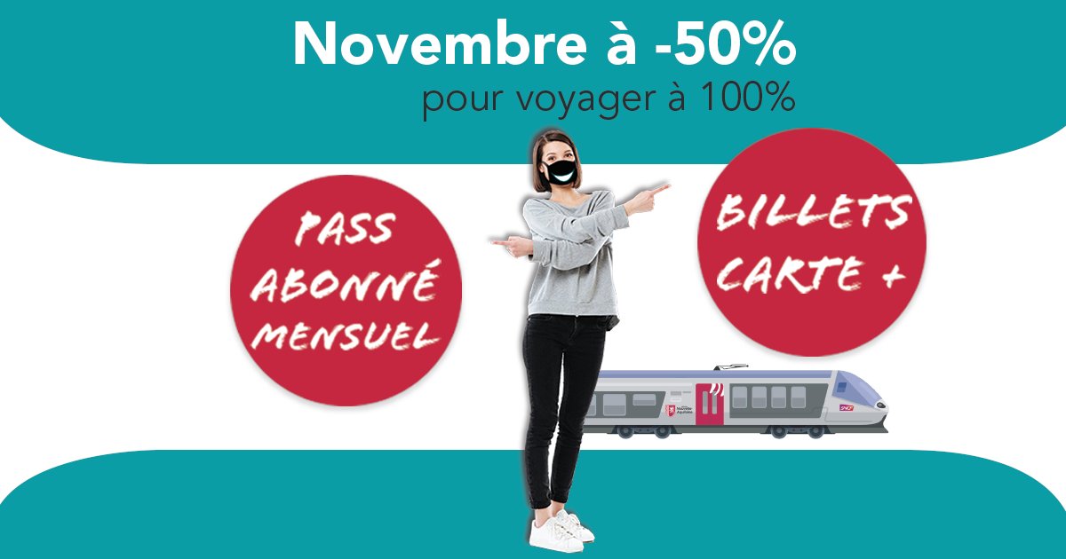 #MondayMotivation : Psst, un bon plan pour le mois de Novembre ? 

Profitez d'une offre de -50% sur votre pass abonné mensuel et vos billets carte + 😎

Plus d'infos, par ici 👉🏻 ter.sncf.com/nouvelle-aquit…