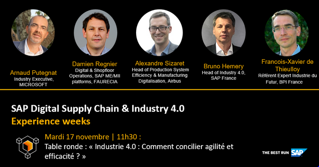 Industrie 4.0 : Comment concilier agilité et efficacité ? - Mardi 17 novembre à 11h30. Table ronde animée par Stéphane Bellec, mandaté par L'Usine Nouvelle Live. <a href="/Azure_France/">Microsoft Azure FR</a> <a href="/microsoftfrance/">Microsoft France</a> <a href="/SopraSteria/">Sopra Steria</a> #manufacturing #Industrie40 #IndustrieDuFutur bit.ly/31Ht5H0