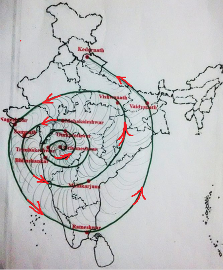 6/n I found that the irradiation map of India matches the Jyotirlinga spiral pattern. This proves that Jyotirlinga temples too lie along a spiral path on which as we move out of the spiral, the SOLAR radiation reduces.So was this also some sorta launch pad?