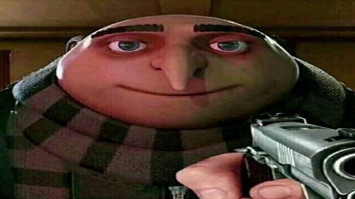 character_gun's tweet photo. gru with a gun https://t.co/zzH2GyuDjY