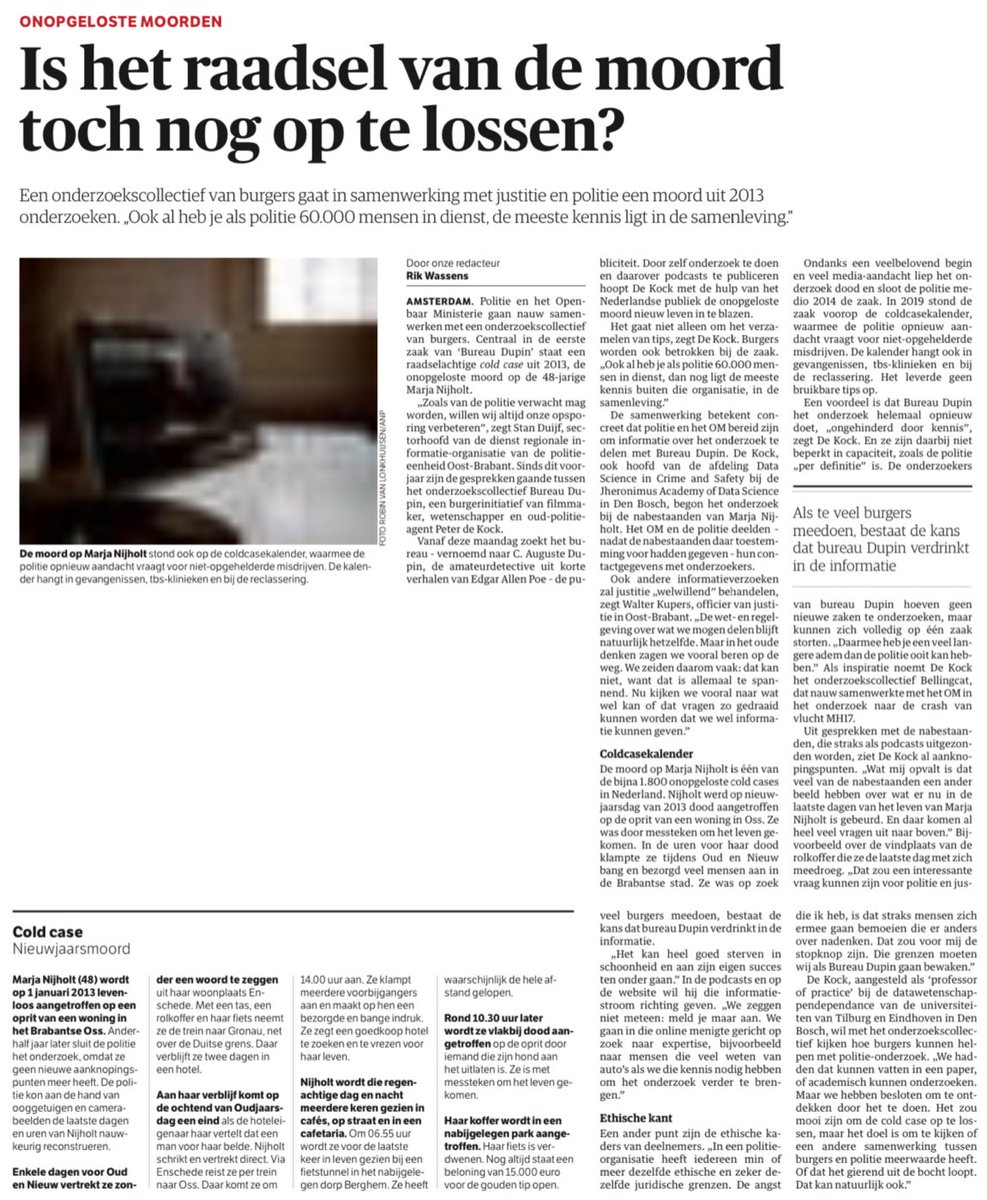 Peter De Kock, hoofd van de afdeling Data Science in Crime and Safety bij de Jheronimus Academy of Data Science:
“We gaan in die online menigte gericht op zoek naar expertise”
nrc.nl/nieuws/2020/10…