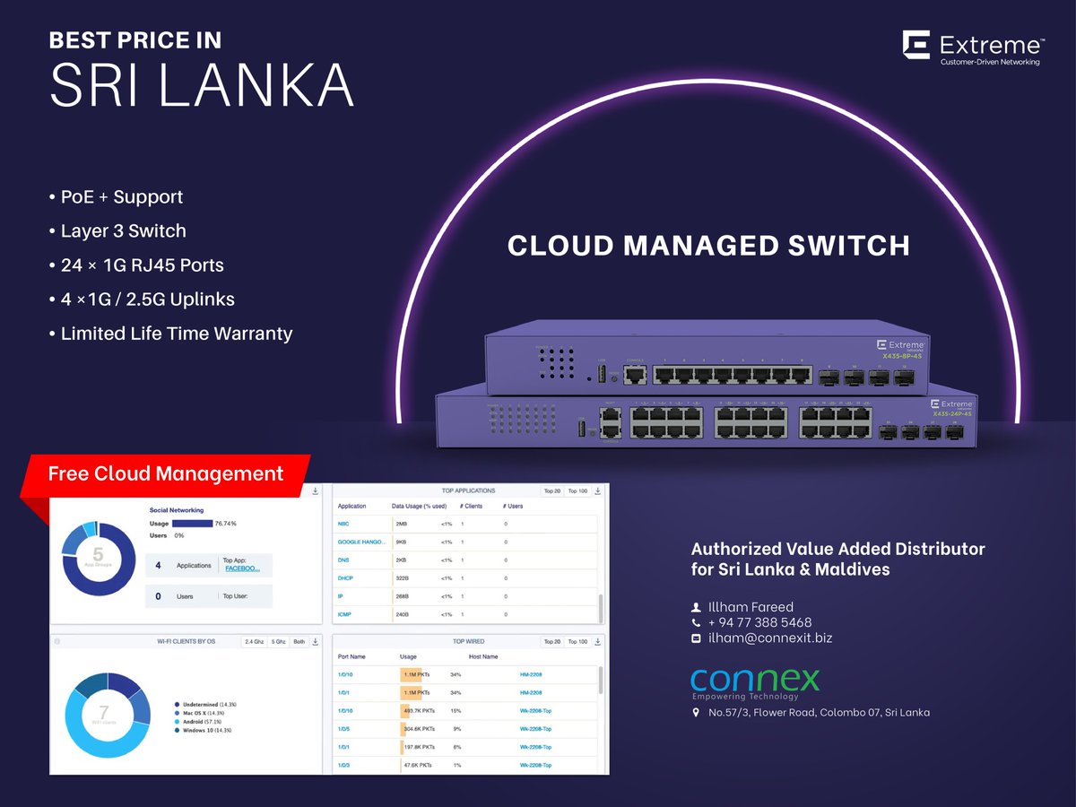 BEST PRICE IN SRI LANKA..!!

#extremenetworks #networkingsolutions #cloudmanagement #authorizeddistributor #srilanka #Maldives