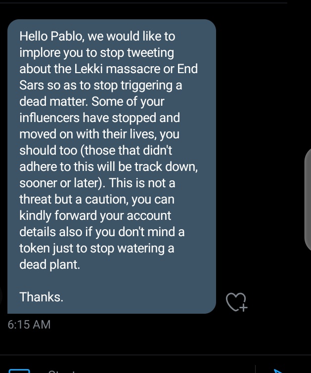 PabloHoggs's tweet image. The message I woke up to 🥺