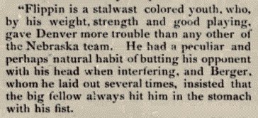 Yet even if other teams respected Flippin, they often complained about him, viewing him as a dirty player who was too physical. Here’s a report along those lines from Denver (left) and from Iowa (right)