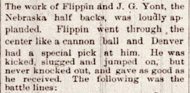 No doubt Flippin was a physical player. But that was the nature of the game. And as the lone Black player on the field, Flippin—like many other “racial pioneers” at PWIs then and after—was often targeted. Reports from an 1893 game in Denver describe this vividly