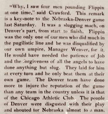 No doubt Flippin was a physical player. But that was the nature of the game. And as the lone Black player on the field, Flippin—like many other “racial pioneers” at PWIs then and after—was often targeted. Reports from an 1893 game in Denver describe this vividly