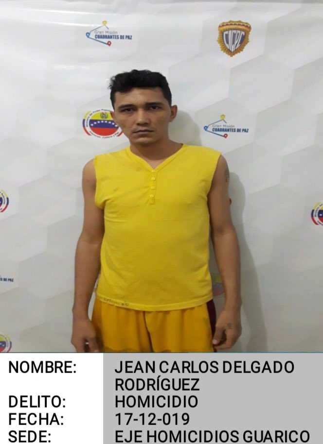 Pesquisas de la DM Valle de la Pascua Cicpc, Detienen a Jean Carlos Delgado de 25 años. SOLICITADO por Fuga de Detenido, por el Juzgado 1ro de Control-Extensión Valle de la Pascua, de fecha 31-05-2020. Con esta captura y varios abatidos quedan dos delincuentes por aprehender.