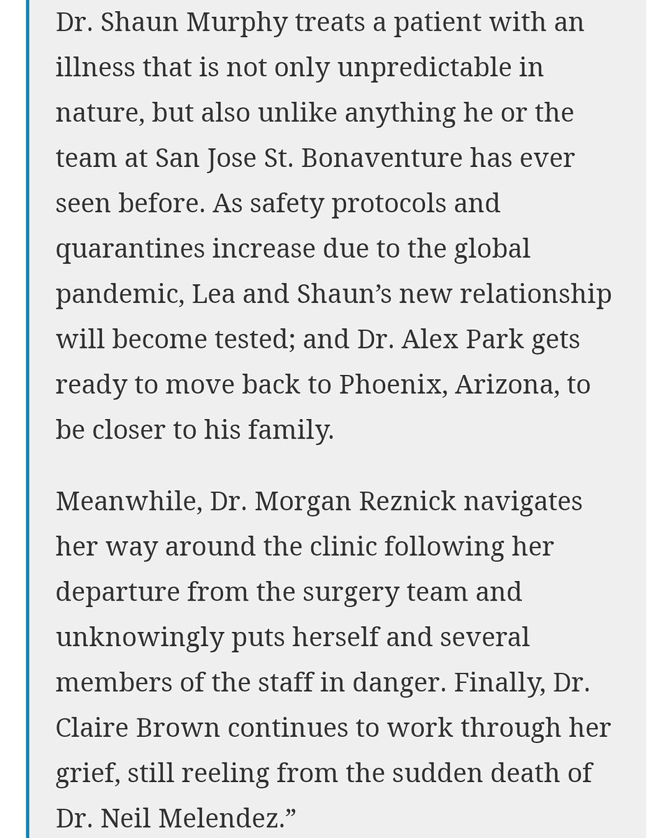 TGDsquad's tweet photo. Synopsis of "Frontline". #Season4 #TwoParter @GoodDoctorABC @gooddrwriters @shorez #FreddieHighmore @paigespara @Richard_Schiff @thesheilakelley @AntoniaLThomas @FionaGubelmann @WillYunLee @_ChristinaChang @SLfrom @TheTLMoran @SPTV @ABC_Publicity
#TGDsquad πβ₯οΈ https://t.co/Ey8vnjEsNl