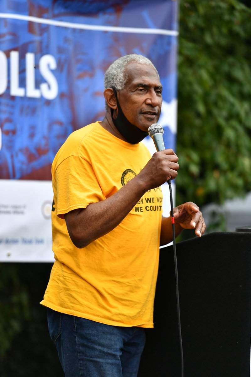 Singer <a href="/therealQparker/">Q Parker</a> speaks onstage during Pull Up To The Polls at Russell Center for Innovation and Entrepreneurship in Atlanta, Georgia. #Vote2020 #Election2020