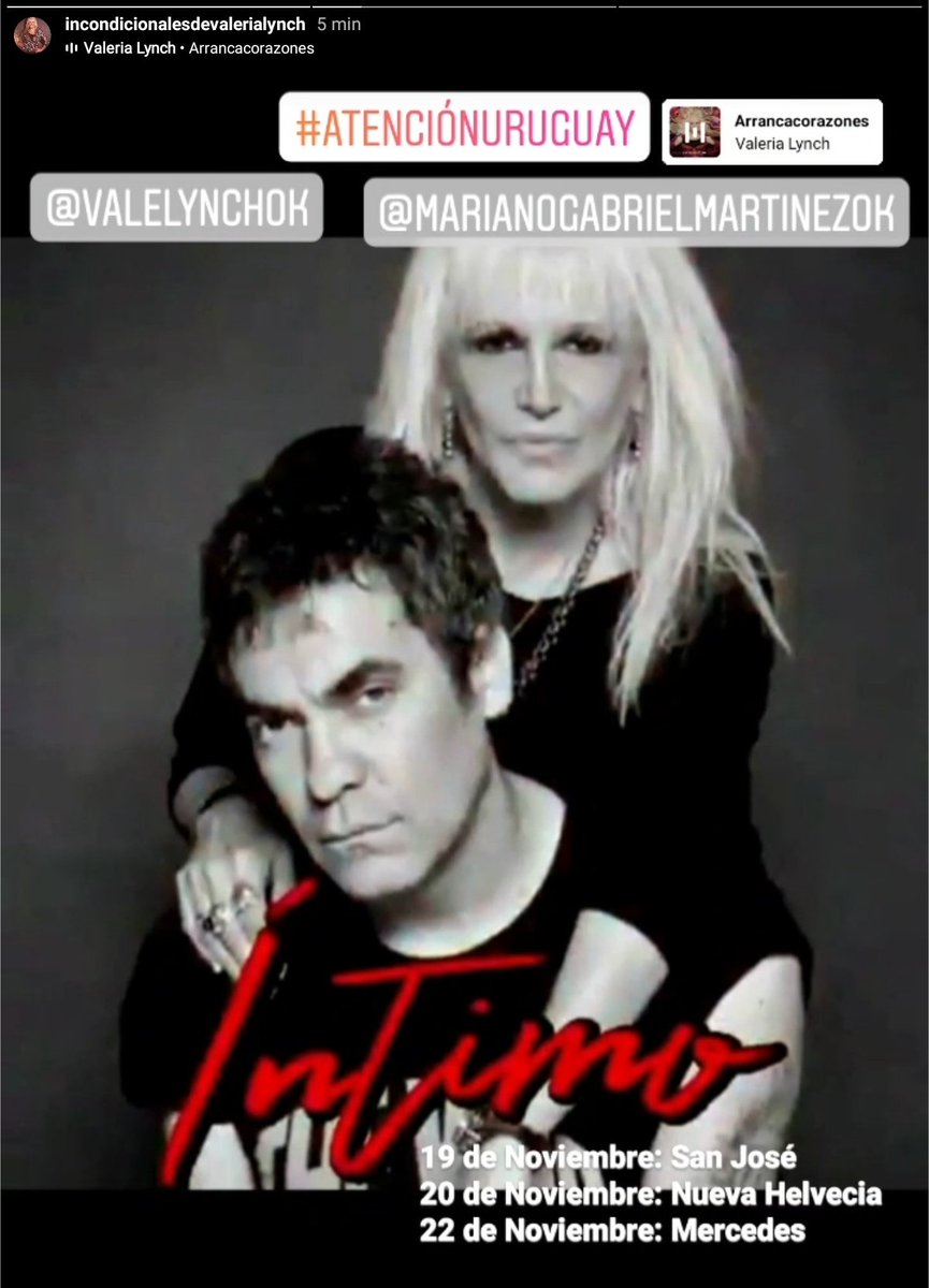 IncondicionalVL's tweet photo. #AtenciónUruguay @valerialynch 🌹@Mariano47207630 🎸 preparan en #Uruguay una fiesta de música, talento y la mejor energía.  Se viene #Íntimo con entradas en Venta mirá las localidades  Todos a las 21 hs ‼‼
No te lo podes perder ‼️‼️
🎼IVL🌹🎸❤‼️ https://t.co/pFy6pCqyUv