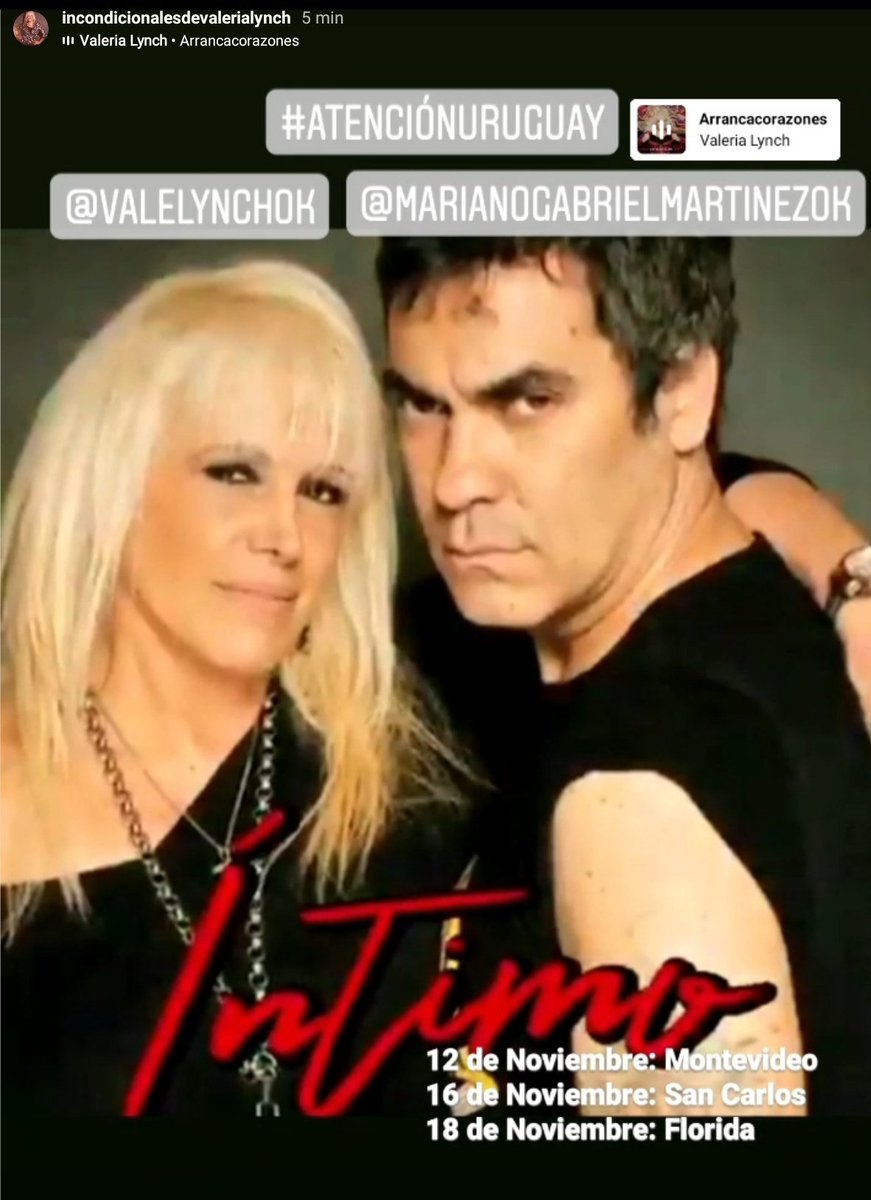 IncondicionalVL's tweet photo. #AtenciónUruguay @valerialynch 🌹@Mariano47207630 🎸 preparan en #Uruguay una fiesta de música, talento y la mejor energía.  Se viene #Íntimo con entradas en Venta mirá las localidades  Todos a las 21 hs ‼‼
No te lo podes perder ‼️‼️
🎼IVL🌹🎸❤‼️ https://t.co/pFy6pCqyUv