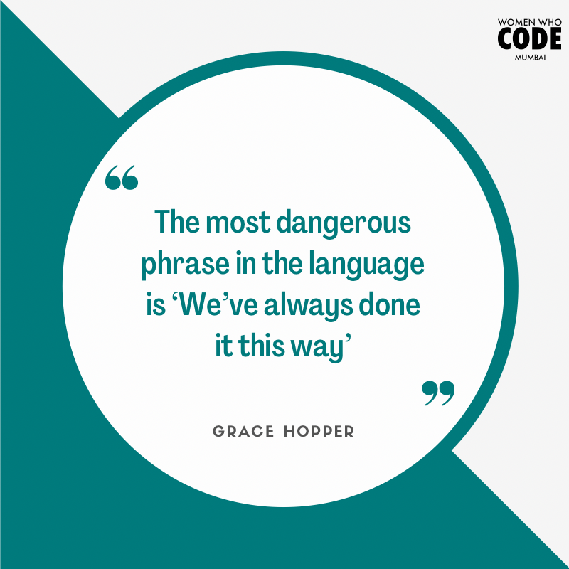 teamWomenXCode's tweet photo. You’ve got to carve your own path.✨
#mondaymotivation #motivationalquotes #motivation #gracehopper #ownpattern #path #pattern #way #notjustoneway #unique #dangerous #phrases #womenwhocode #womenwhocodemumbai #wwcm #womenintech #tech #community https://t.co/fPYb36mOIj