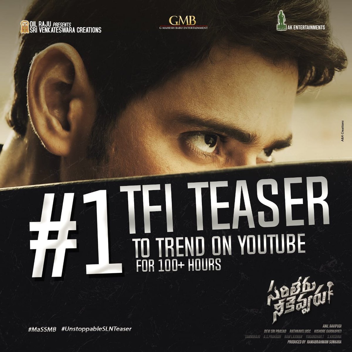MaheshFanTrends's tweet image. #SarileruNeekevvaru Teaser Still Remains As Only Teaser In Tollywood To Trend At No.1 Place On YouTube For 100+ Hours..!! 💪🔥 Waiting for #SarkaruVaariPaata teaser @urstrulyMahesh