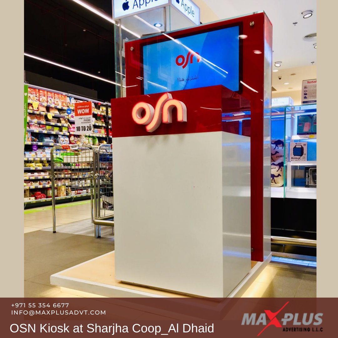 MaxplusA's tweet photo. OSN Kiosk At Sharjha Coop_Al Dhaid

+971 55 354 6677
info@maxplusadvt.com
https://t.co/MC2vBWFMds

#MaxPlus #events #SafeGuard #kiosk #adagency  #socialdistancing #dubaiartist #dubai #dubailife #FB #osnkiosk #kiosk #dubaimalls #kioskdesign #kiosks #ONS #aldhaid #Sharjhacoop https://t.co/HI6RY2bcso