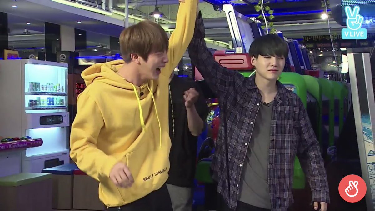 EP.18 - We have Yoonjin racing, Yoongi ready to fight whoever hurts Jin, and Yoongi proudly holding his bf’s hand up as winner Romance level - 4/10